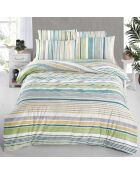 Parure housse de couette Sanvi blanc/vert/gris/jaune