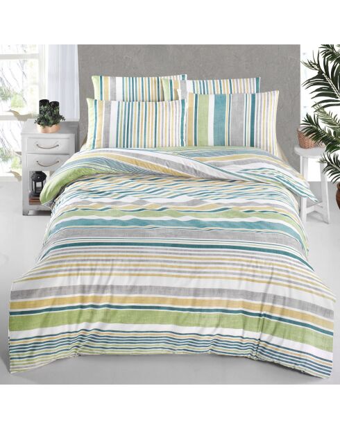 Set copripiumino Sanvi bianco/verde/grigio/giallo