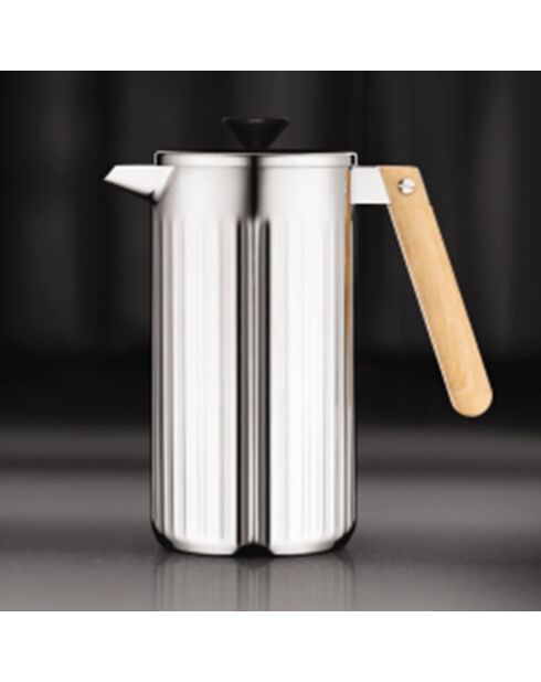 Cafetière à piston thermique en double paroi inox, 8 tasses Douro grise - 1L