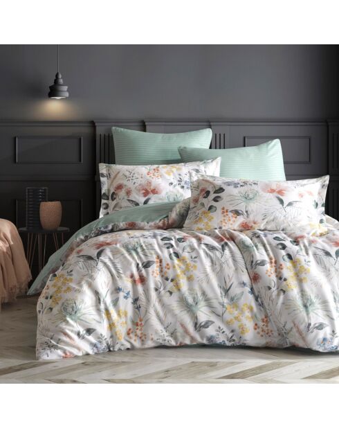 Parure housse de couette Lily blanc/menthe/jaune/rose