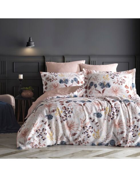 Parure housse de couette Lily blanc/saumon/jaune/rose
