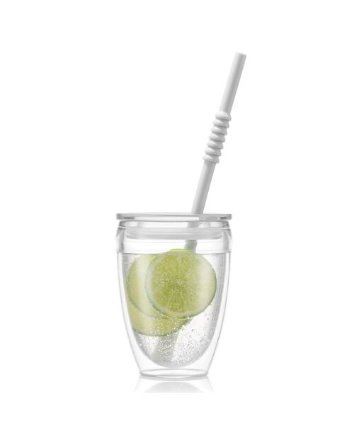 4 grijze Bistro siliconen rietjes met roestvrijstalen wattenstaafje