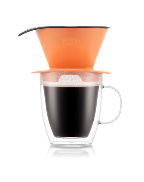 Juego de filtro de café individual Pour Over y tazas aislantes de plástico de doble pared, 0,35 l