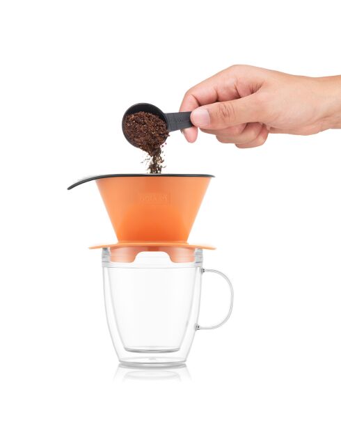 Juego de filtro de café individual Pour Over y tazas aislantes de plástico de doble pared, 0,35 l