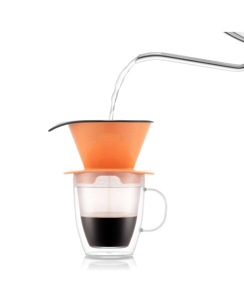 Set filtre à café individuel et mug isotherme en plastique double paroi Pour Over - 0.35L