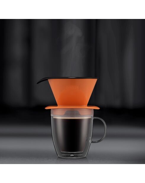 Juego de filtro de café individual Pour Over y tazas aislantes de plástico de doble pared, 0,35 l