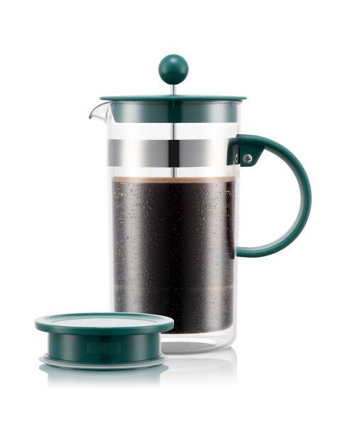 Cafetière à piston double paroi, avec couvercle extra, 8 tasses Bistro Nouveau verte - 1L