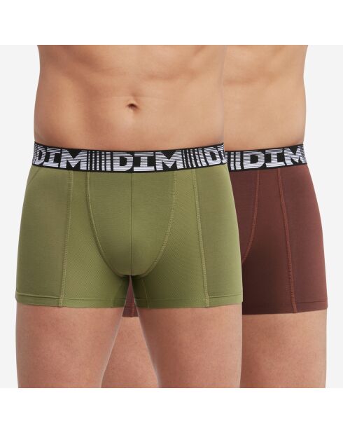 2 Boxers 3D Flex marron/vert