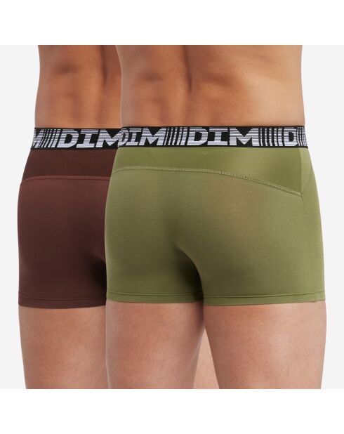 2 Boxers 3D Flex marron/vert