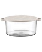 Plat en verre avec couvercle en silicone Hot Pot blanc - 26.5x22.2x10.6 cm