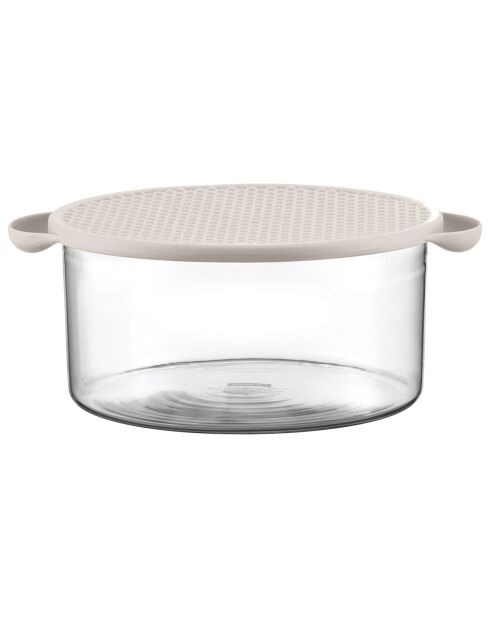 Plato Hot Pot de cristal con tapa de silicona blanco - 26,5 x 22,2x10,6 cm