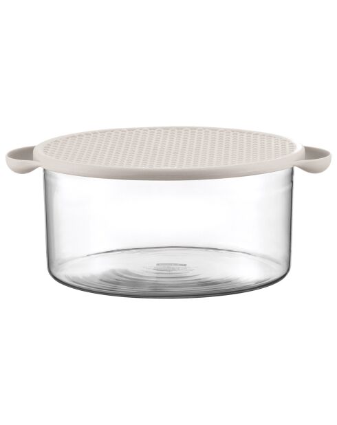 Plat en verre avec couvercle en silicone Hot Pot blanc - 26.5x22.2x10.6 cm