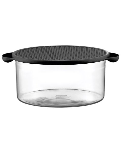 Plat en verre avec couvercle en silicone Hot Pot - noir - 26.5x22.2x10.6 cm