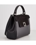 Sac bandoulière en Cuir Selya noir - 28x20x11 cm