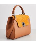 Sac bandoulière en Cuir Selya camel - 28x20x11 cm