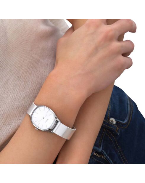 Montre Femme Quartz Colorama en Cuir argentée