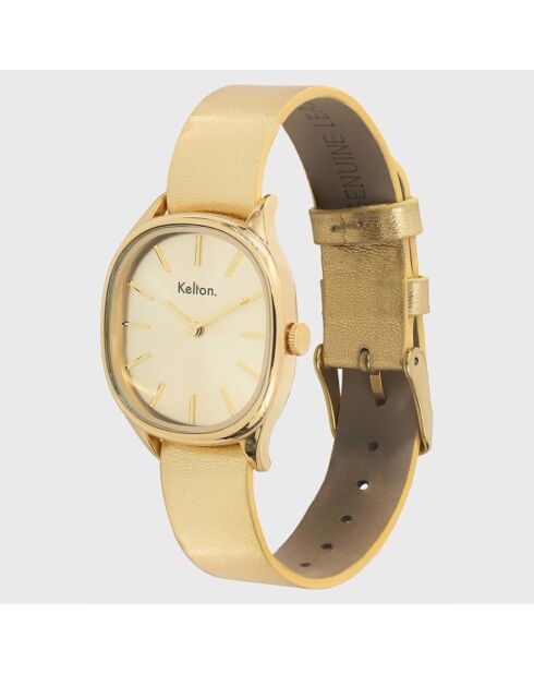 Montre Femme Quartz Colorama en Cuir dorée