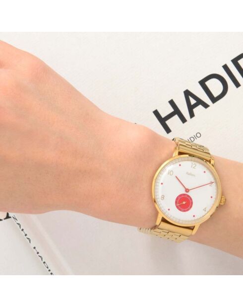 Montre Mixte Quartz Villa en Acier doré/rouge