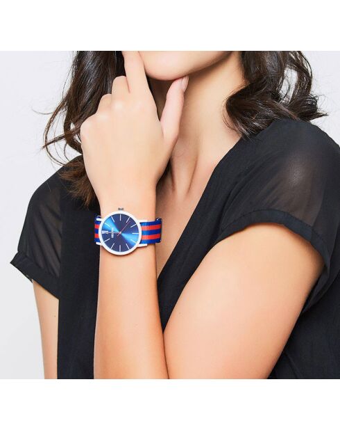 Montre Femme en Nylon Idyllic bleu/rouge