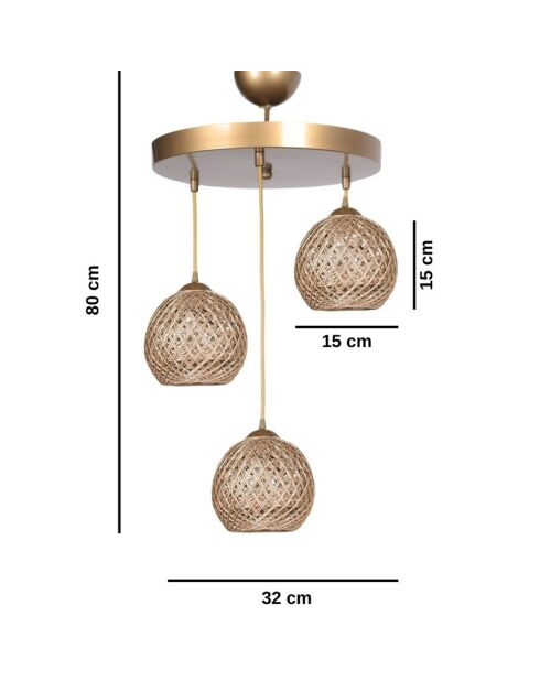 Lustre HM199 doré - 80x32 cm