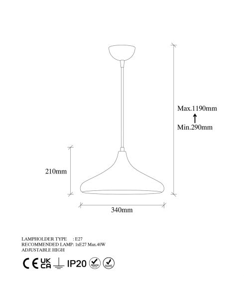 Suspensión multicolor Barek - 34x34x29 cm