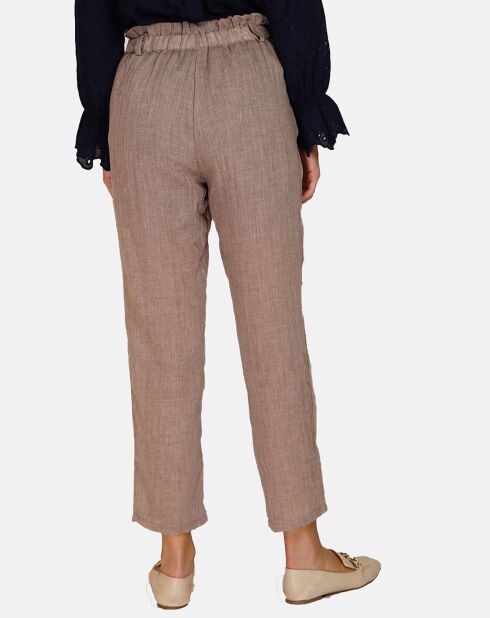 Pantalon 100% Lin Floriane desert