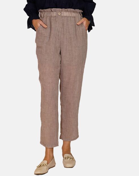 Pantalon 100% Lin Floriane desert