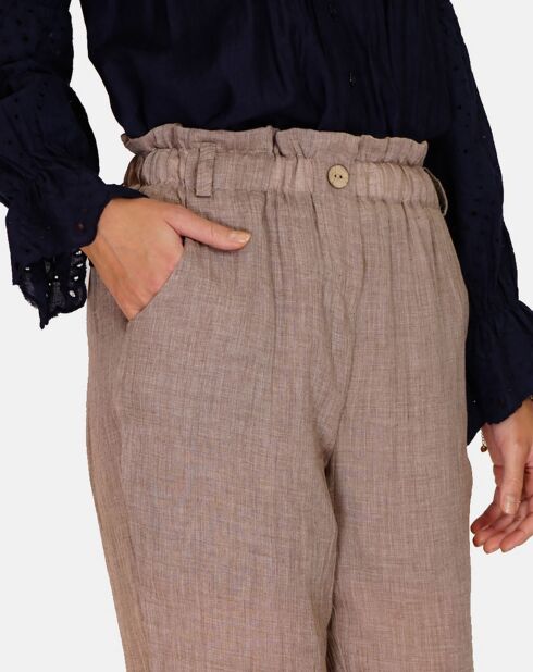 Pantalon 100% Lin Floriane desert