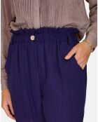 Pantalon 100% Lin Floriane marine