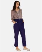 Pantalon 100% Lin Floriane marine