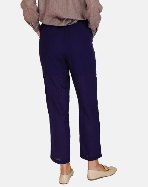 Pantalon 100% Lin Floriane marine