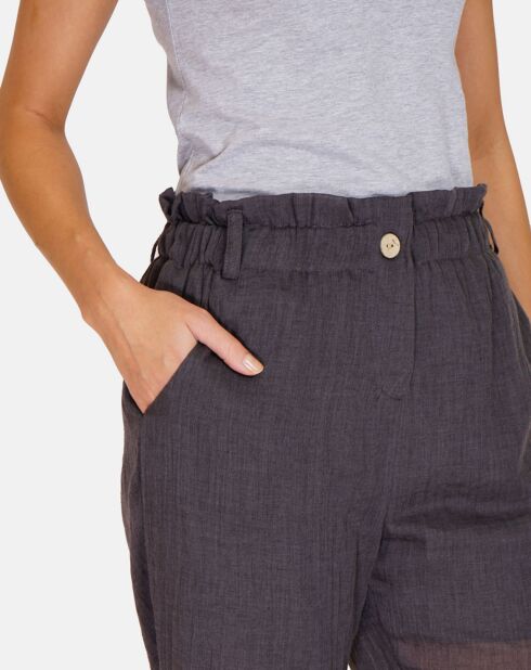 Pantalon 100% Lin Floriane noir