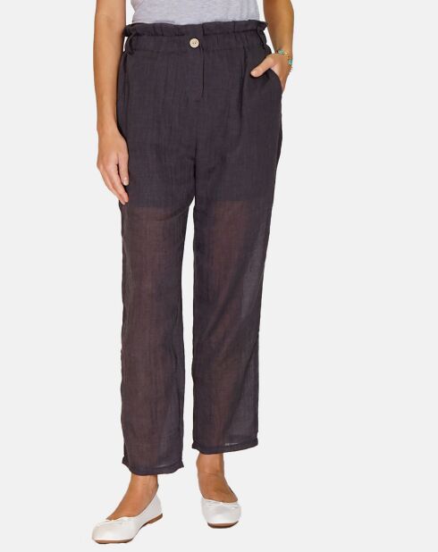 Pantalon 100% Lin Floriane noir
