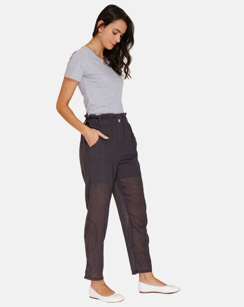 Pantalon 100% Lin Floriane noir