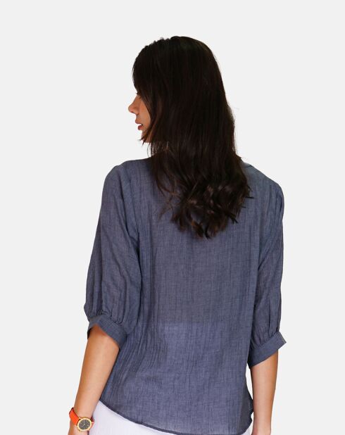 Chemise 100% Lin Alma marine délavé