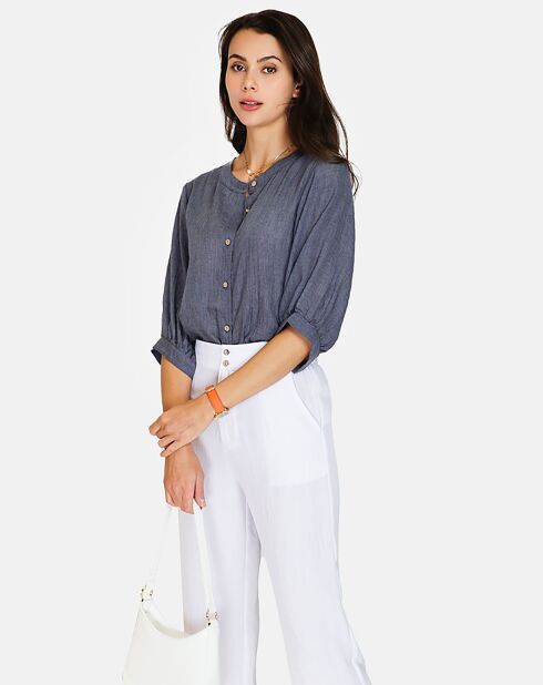 Chemise 100% Lin Alma marine délavé