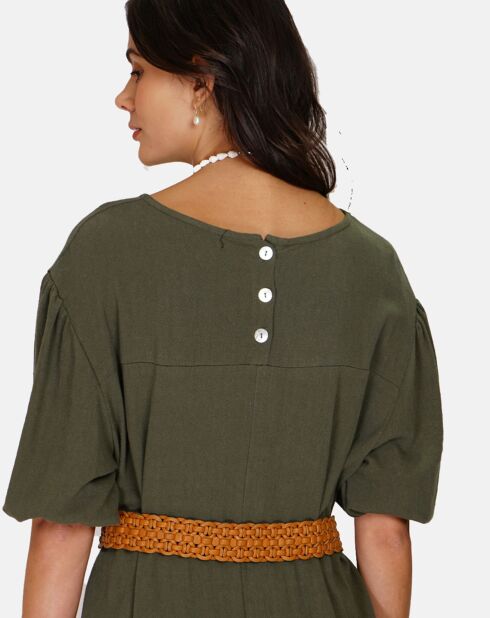 Robe en Lin mélangé Justine kaki claire