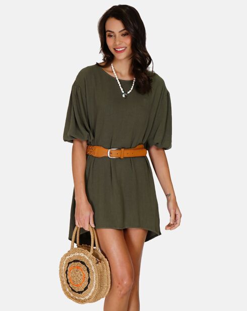 Robe en Lin mélangé Justine kaki claire