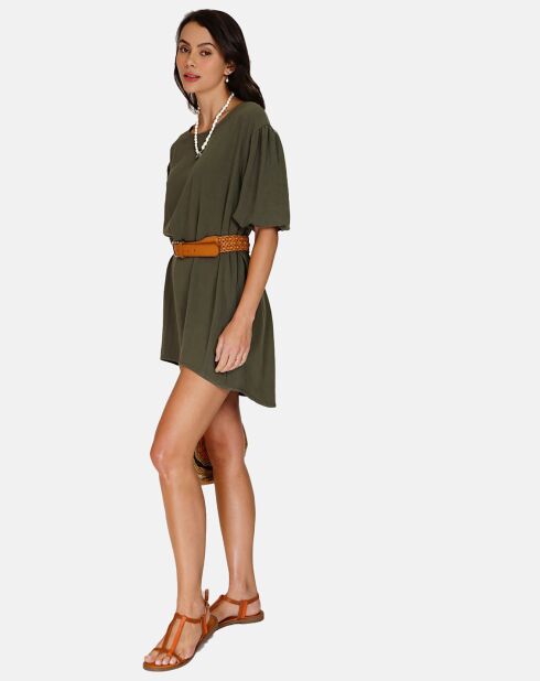 Robe en Lin mélangé Justine kaki claire