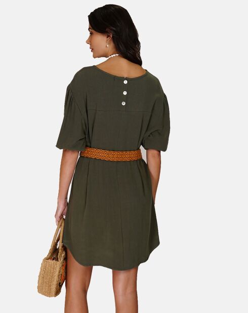 Robe en Lin mélangé Justine kaki claire