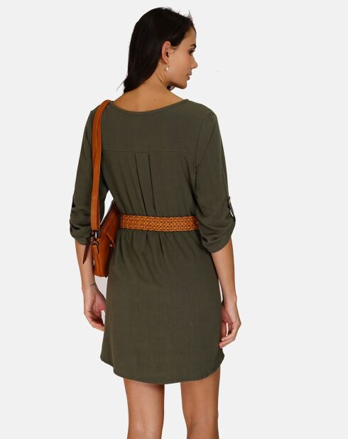 Robe en Lin mélangé Nora kaki claire