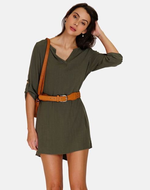 Robe en Lin mélangé Nora kaki claire