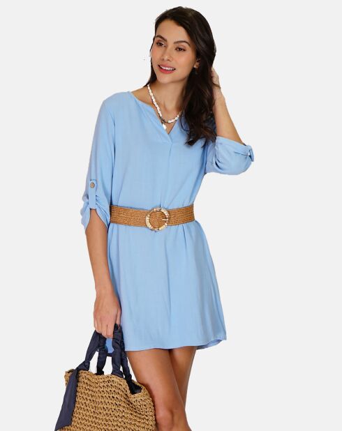Robe en Lin mélangé Nora turquoise