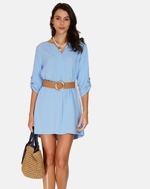 Robe en Lin mélangé Nora turquoise