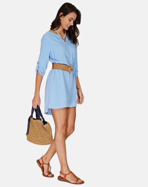 Robe en Lin mélangé Nora turquoise