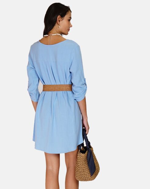 Robe en Lin mélangé Nora turquoise