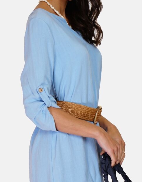 Robe en Lin mélangé Nora turquoise