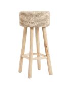 Tabouret de bar Raffia naturelle - 35x35x75 cm