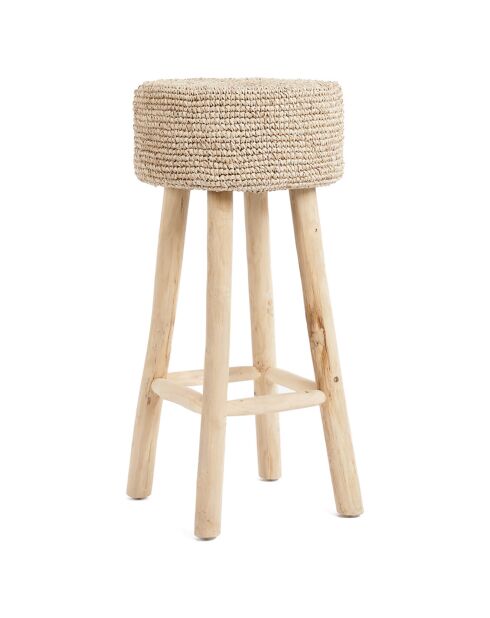 Tabouret de bar Raffia naturelle - 35x35x75 cm