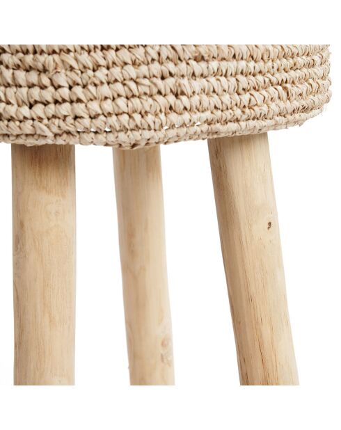 Tabouret de bar Raffia naturelle - 35x35x75 cm